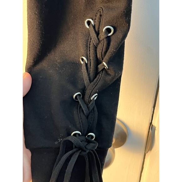 Goth Black Cropped Lace Up Hoodie XS-Small Punk Grunge Whimsigoth Skater Witchy - Picture 3 of 7